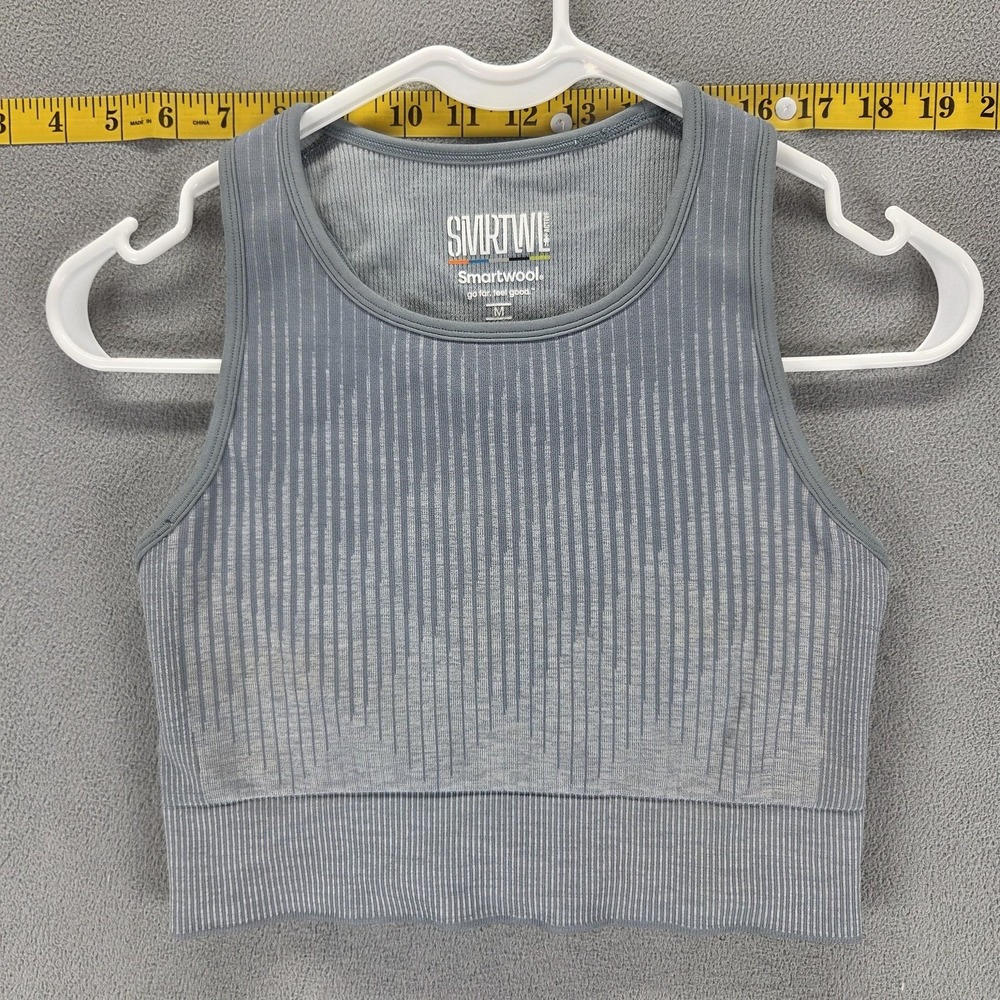 Smartwool Sports Bra Womens M Gray Intraknit Racerback Activewear Seamless Crop